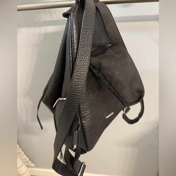 Rebecca Minkoff Julian Black pebbled Leather Backpack with Silver Accents - Picture 9 of 12
